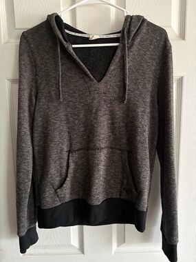 Roxy Women's Heather Charcoal V‑Neck Hoodie